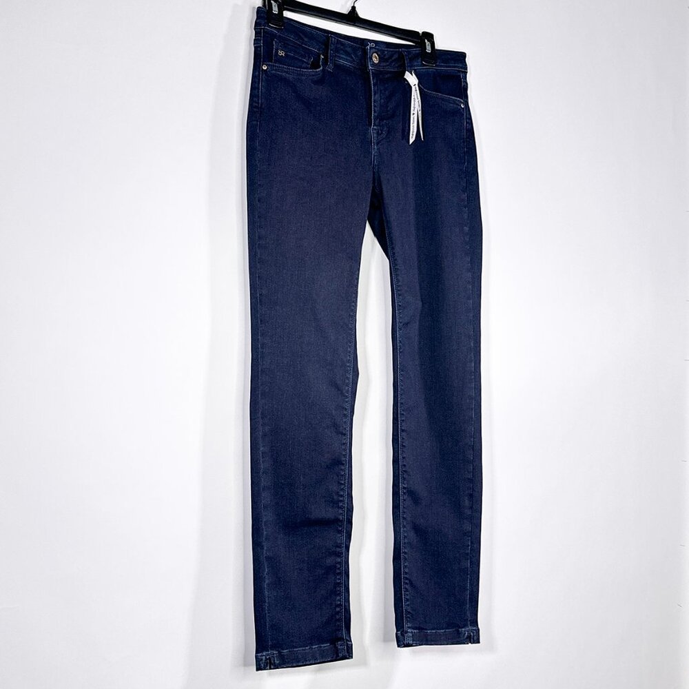 NWT Raffaello Rossi Slim‎ Split Hem Navy Blue Denim Jeans EUR Size 34/US 4
